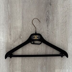 CHANEL Black Velvet Hanger with Gold Logo